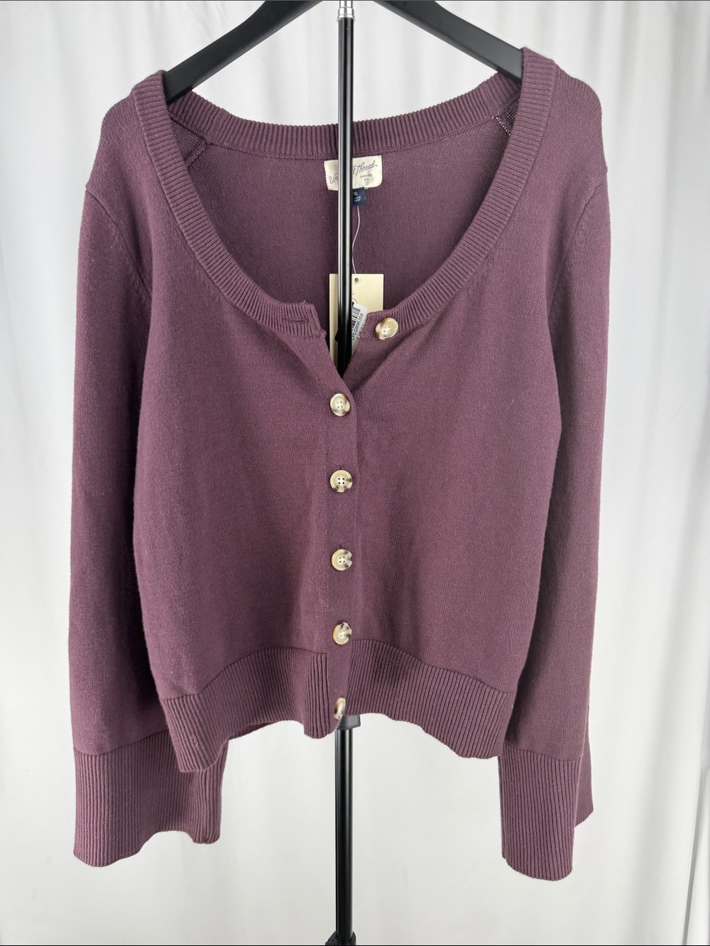 Universal Thread Mauve Button Front Scoop Neck Cardigan Sweater XL NWT